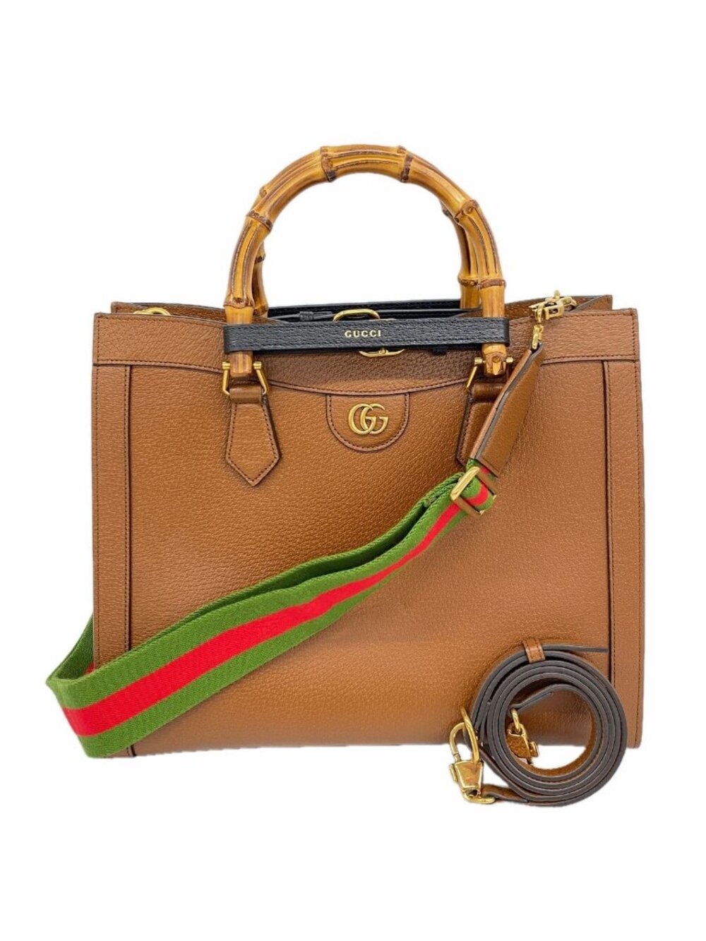 Gucci Tote Bag Diana Leather Brown Gold 2-Way